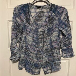 New Directions Blue 3/4 Sleeve Blouse Sz. Medium